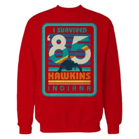 Stranger Things Vintage Demogorgon Poster Hawkins Indiana I Survived 85 Official Sweatshirt