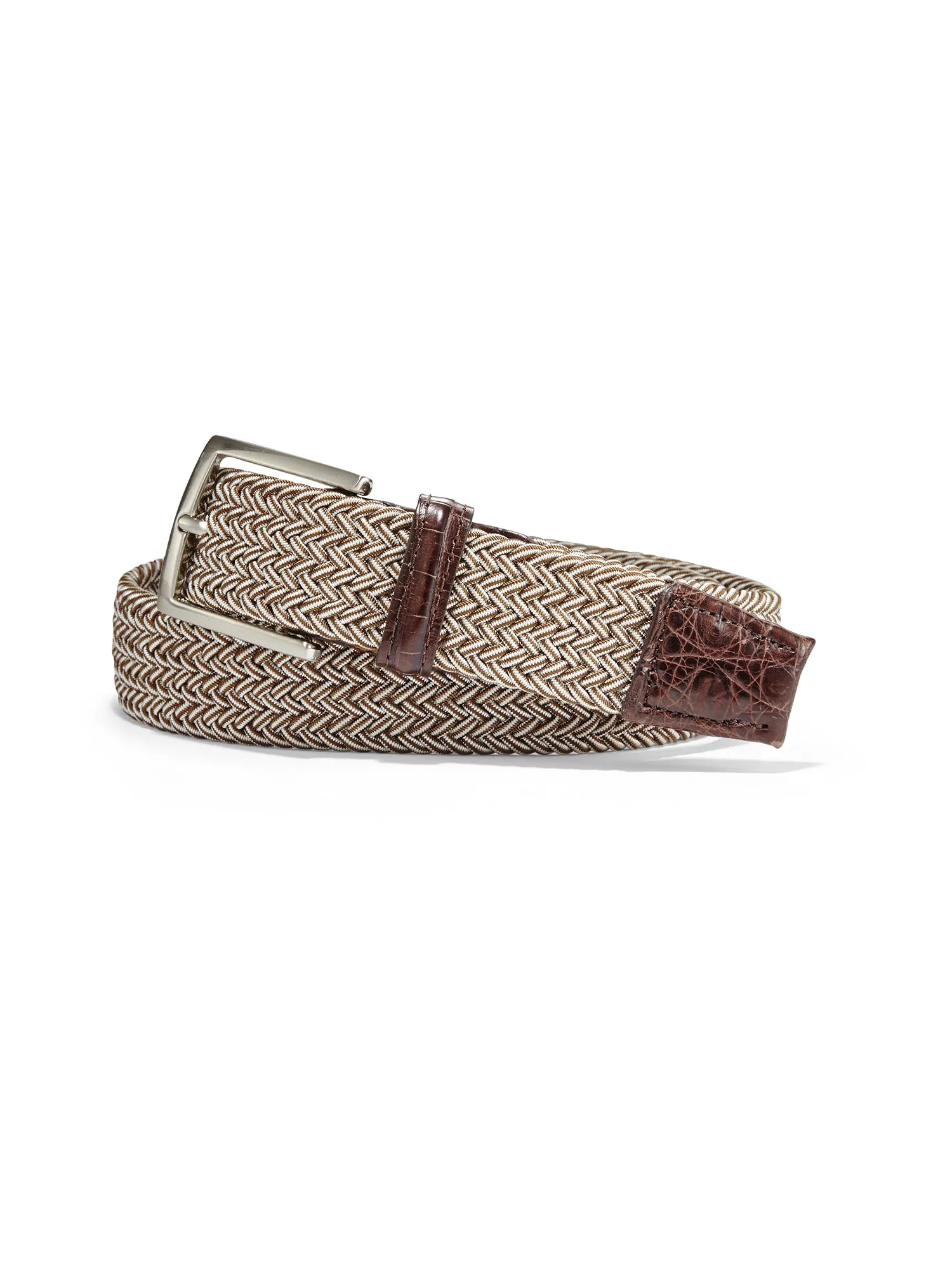 Stretch Woven Belt With Croc Tabs