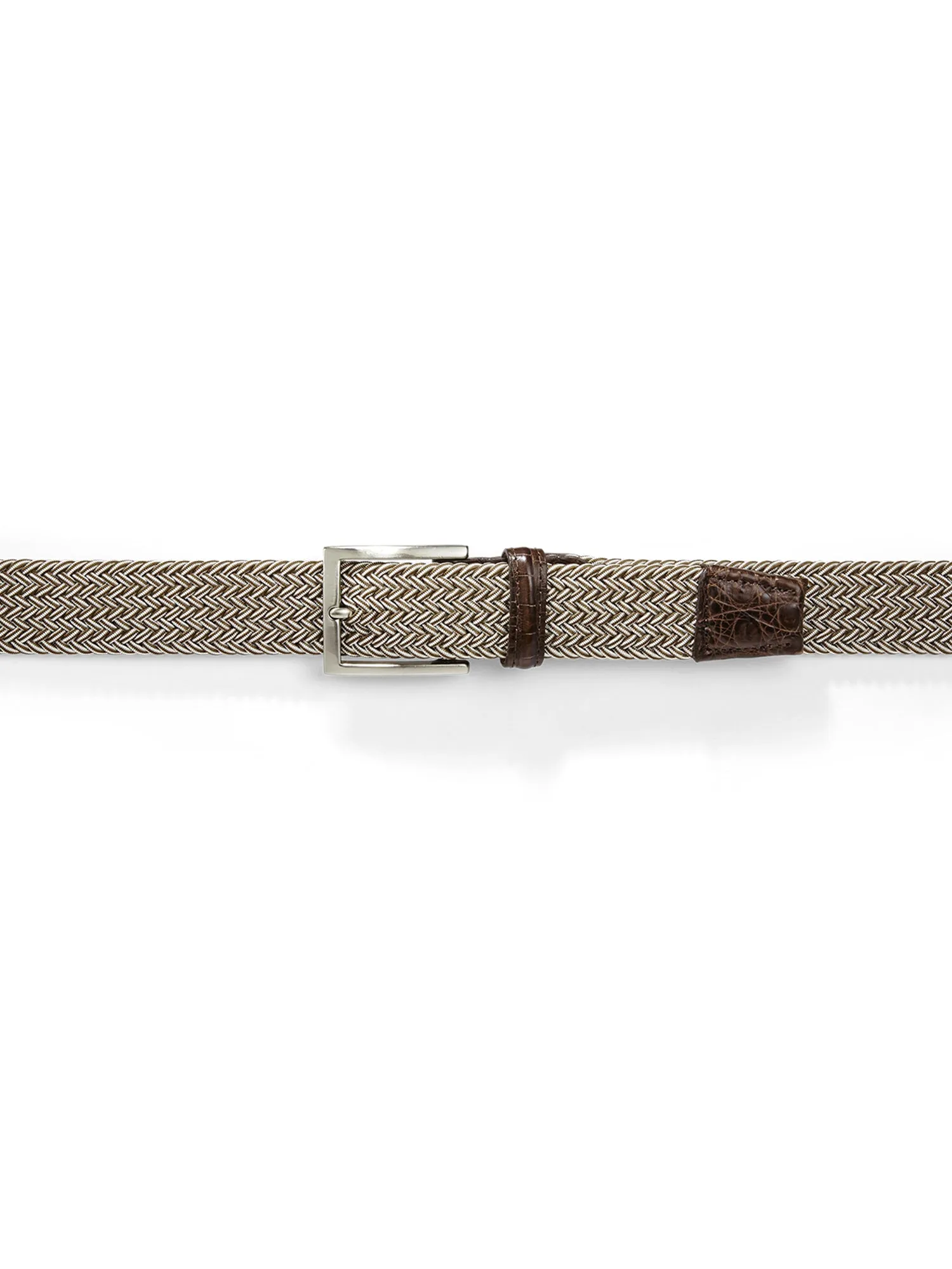 Stretch Woven Belt With Croc Tabs