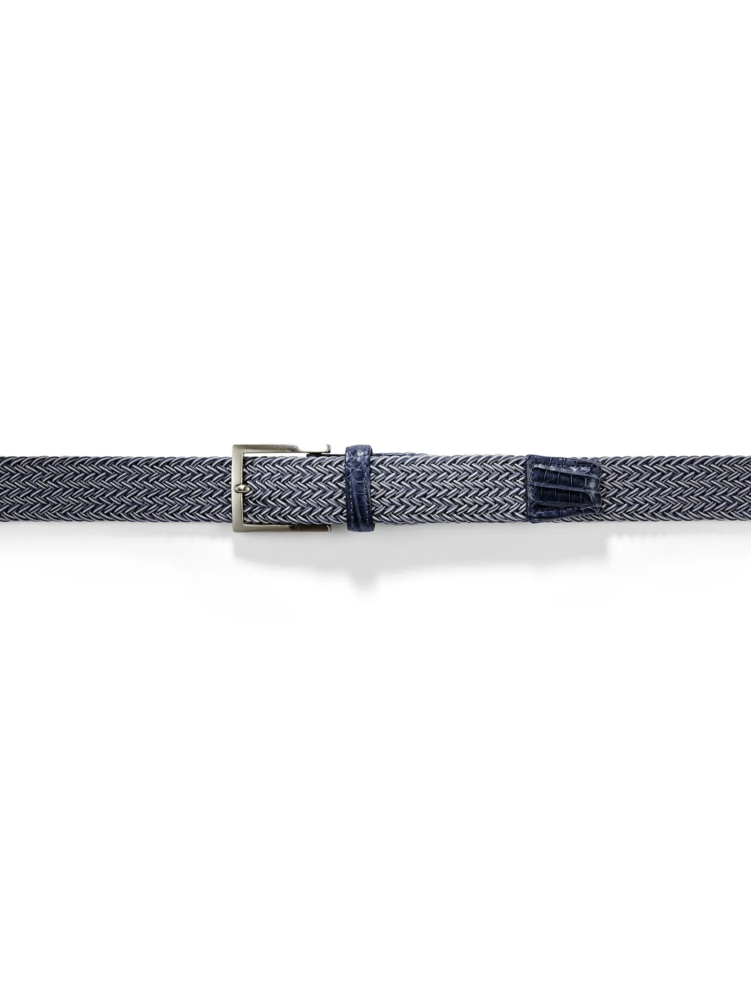 Stretch Woven Belt With Croc Tabs