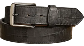 The Chomper: Mens Black Alligator-Stitched Leather Belt - 1.50"