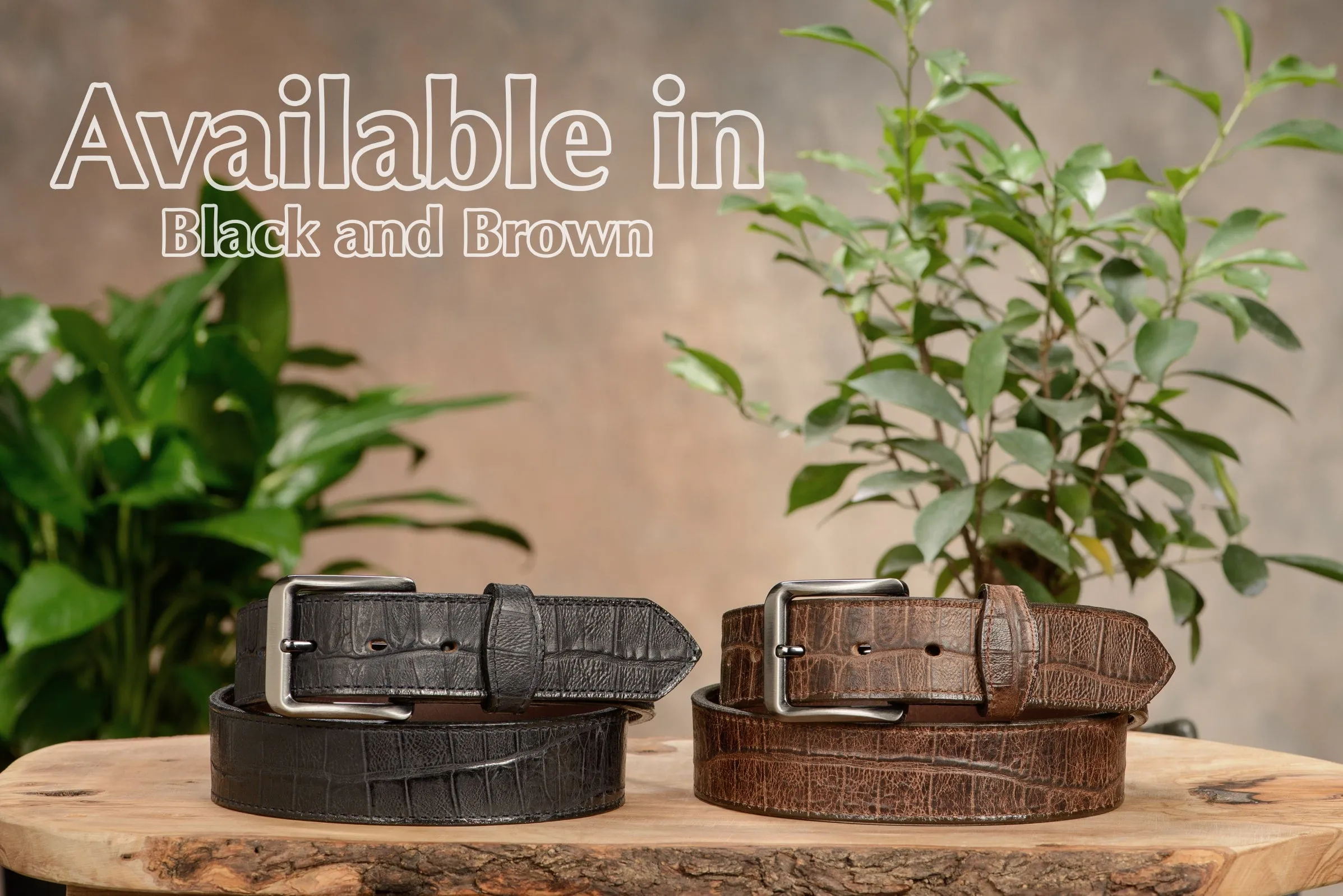 The Chomper: Mens Black Alligator-Stitched Leather Belt - 1.50"