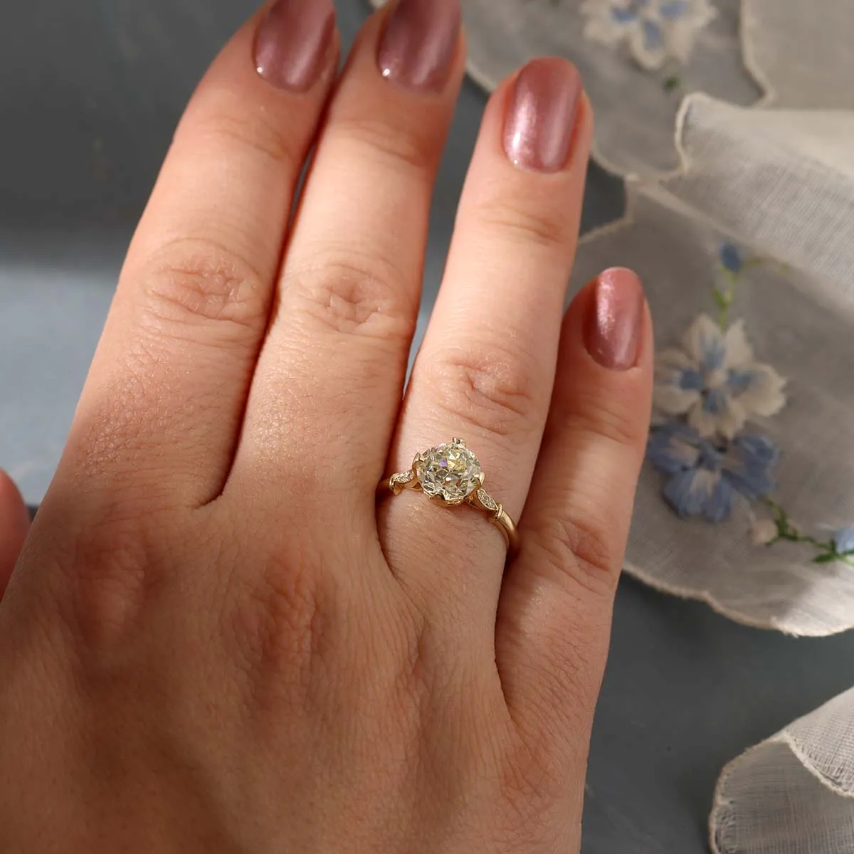 The Zoe Edwardian Inspired Old European Cut Engagement Ring #3606-6