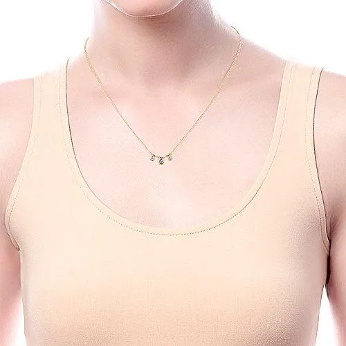 Triple Diamond Bezel Adjustable Necklace 14K Yellow Gold