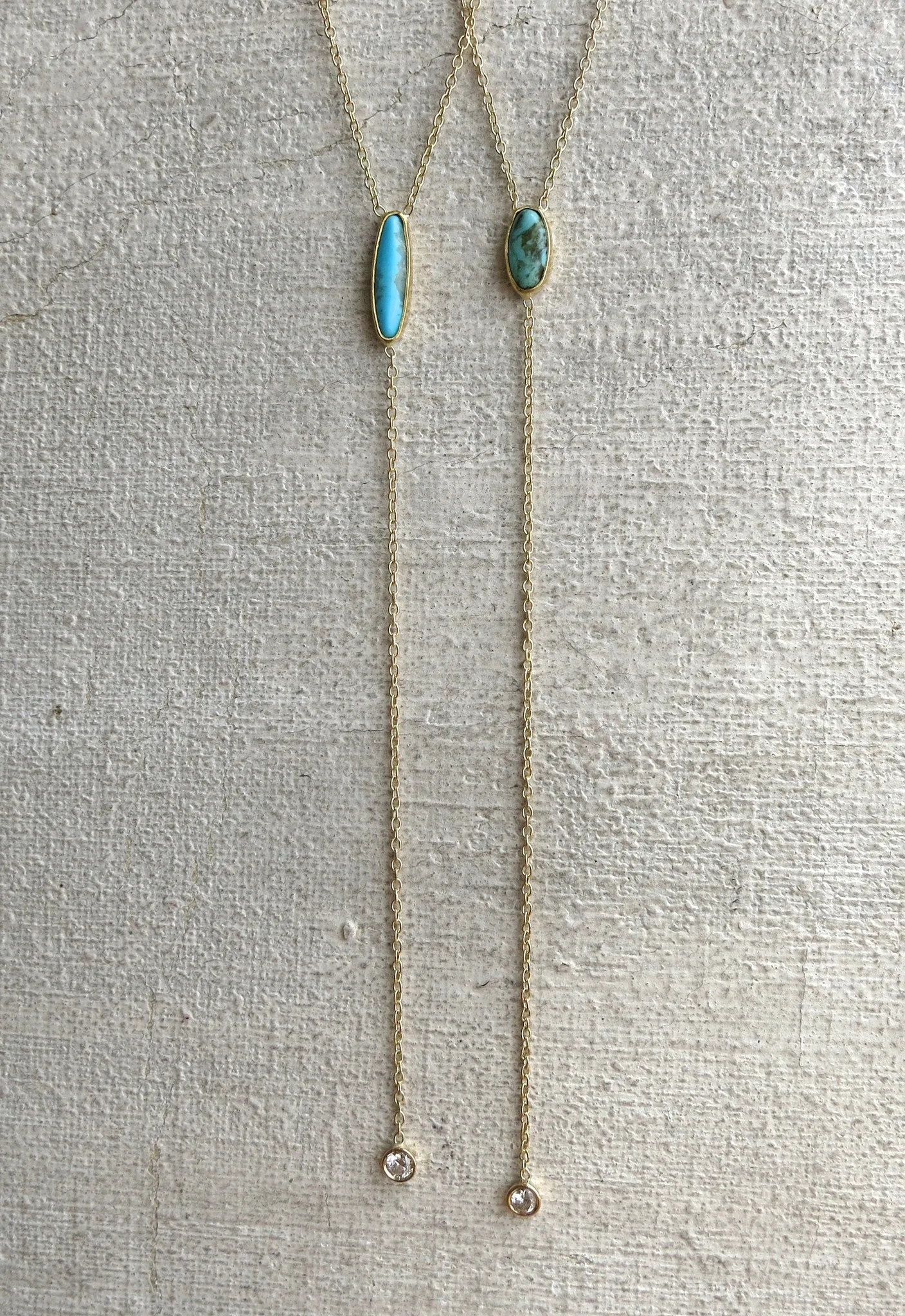 Turquoise & Diamond Drop Necklace