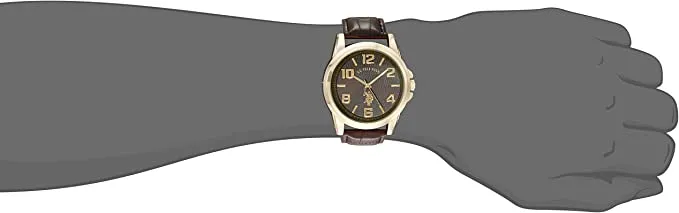 U.S. Polo Assn. Classic Men's USC50167 Analog Display Gold-Tone Watch With Brown Band