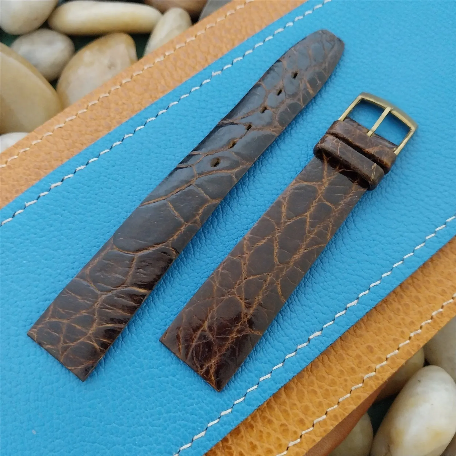 Vintage 18mm Alexander Brown Thin Alligator Unused Classic 1960s Watch Band