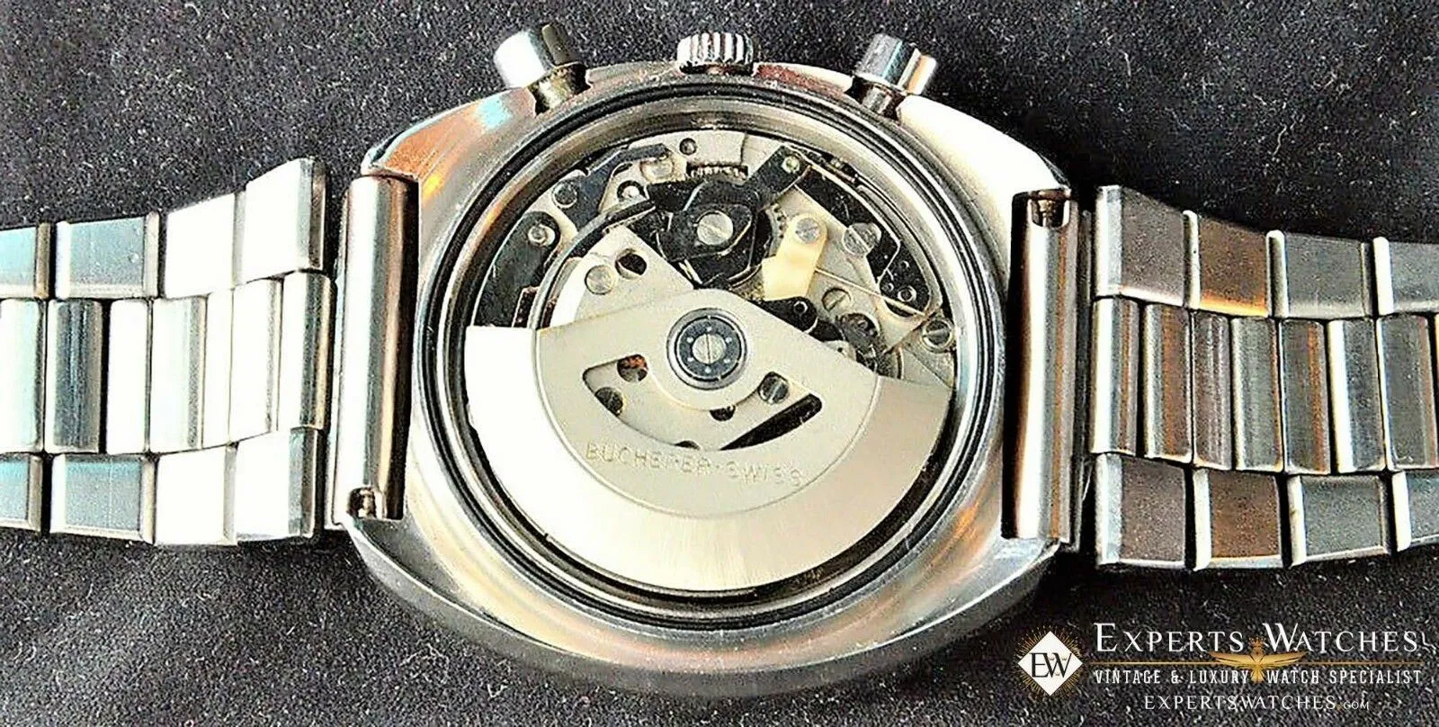 Vintage 1970's Bucherer 7000 Incabloc Chronograph Day Date Valjoux 7750 Watch