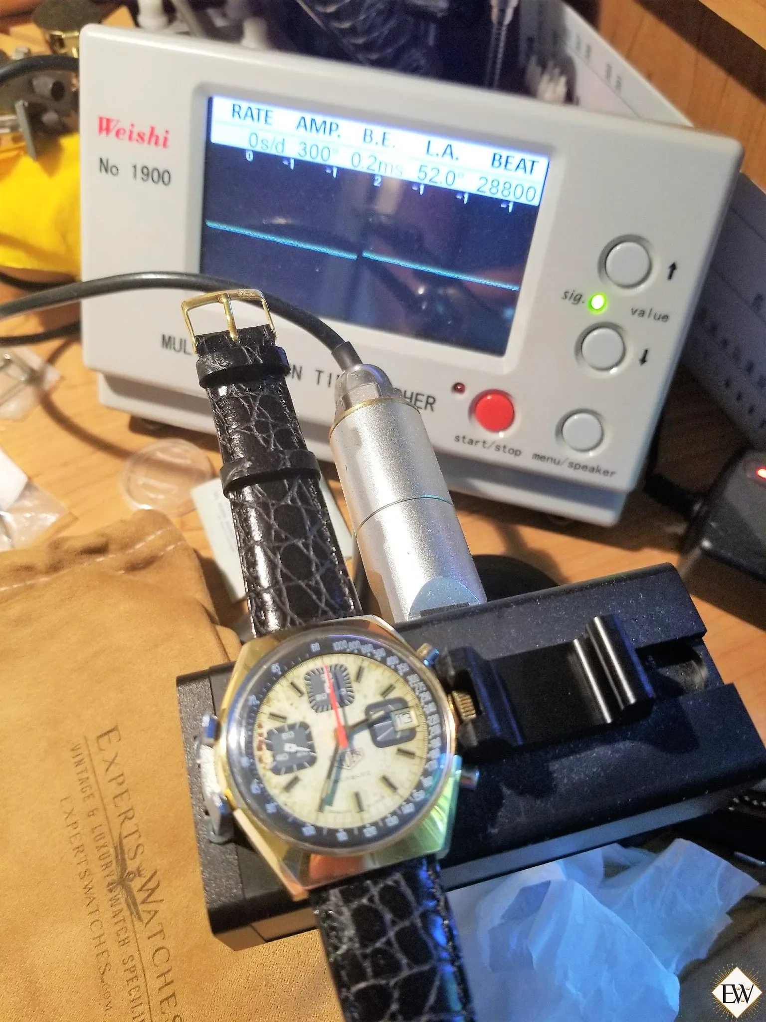 Vintage 1970s Heuer Chronograph Watch Valujoux 7765 1589 1611 1614 13-1 Box