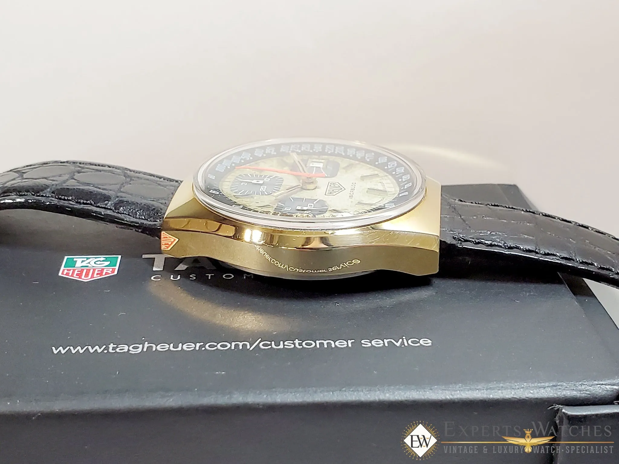 Vintage 1970s Heuer Chronograph Watch Valujoux 7765 1589 1611 1614 13-1 Box