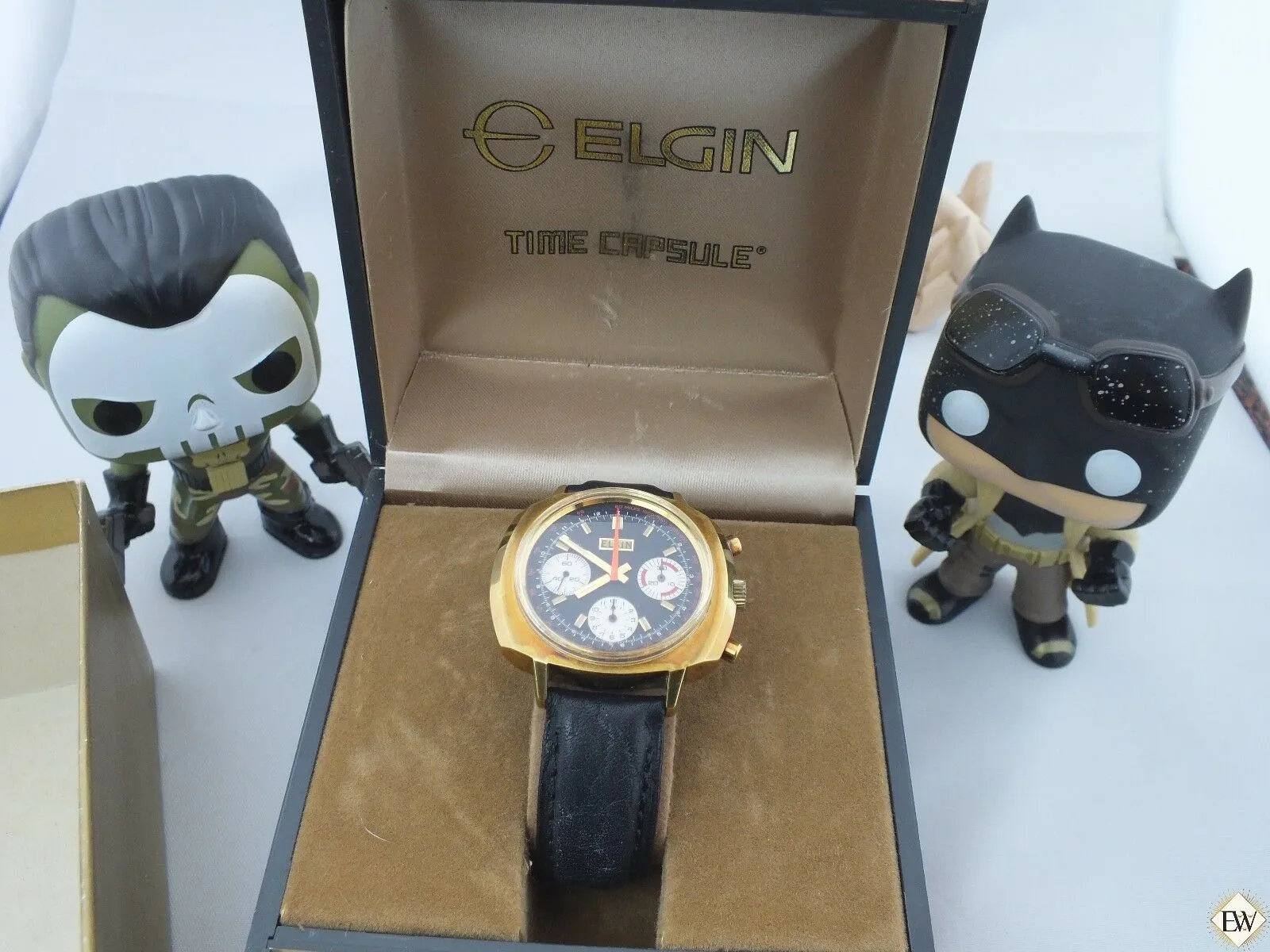 Vintage Elgin 60's Chronograph Valjoux 7736 Watch Panda Cal 330 (73643 814) Box