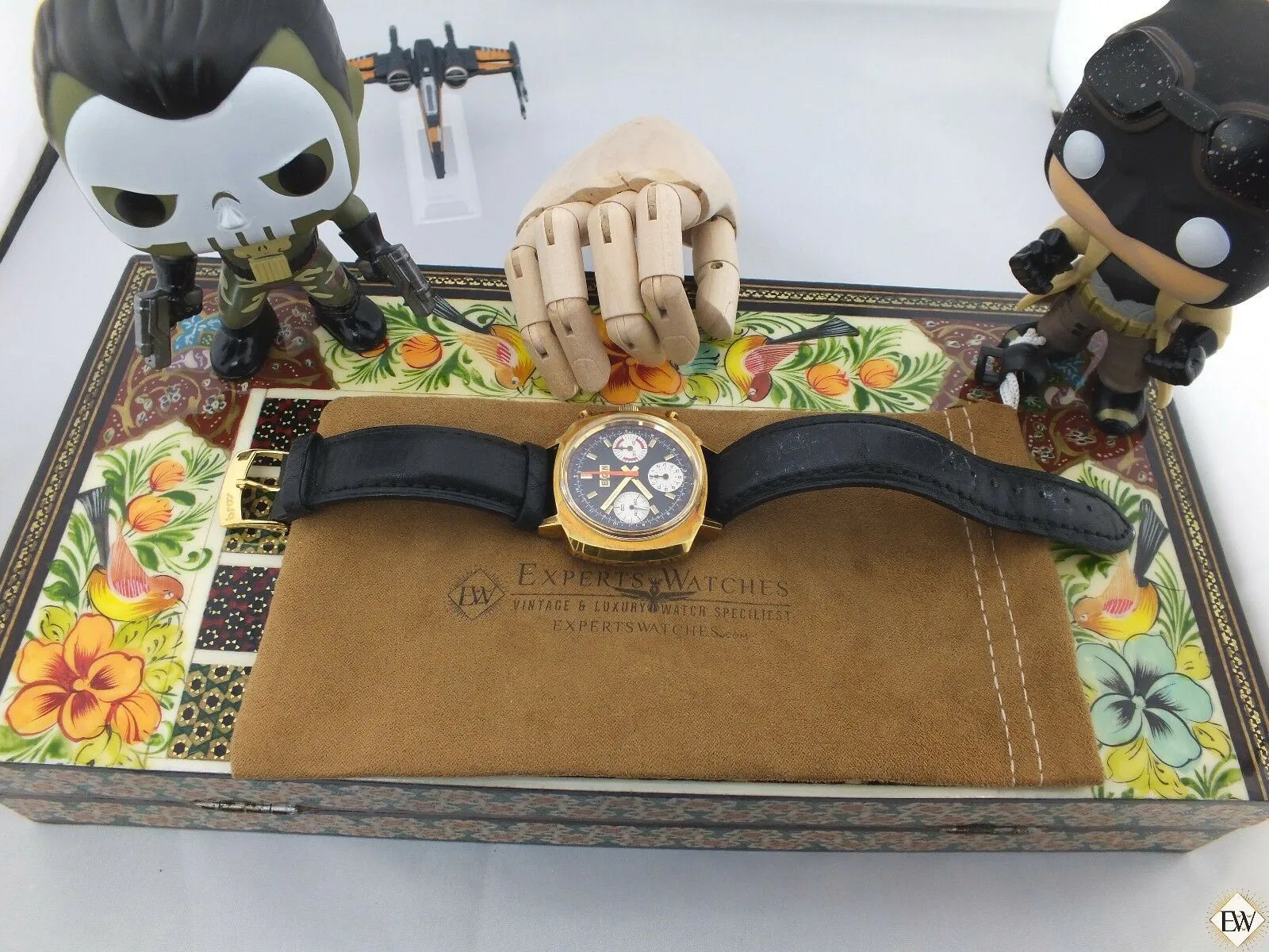 Vintage Elgin 60's Chronograph Valjoux 7736 Watch Panda Cal 330 (73643 814) Box