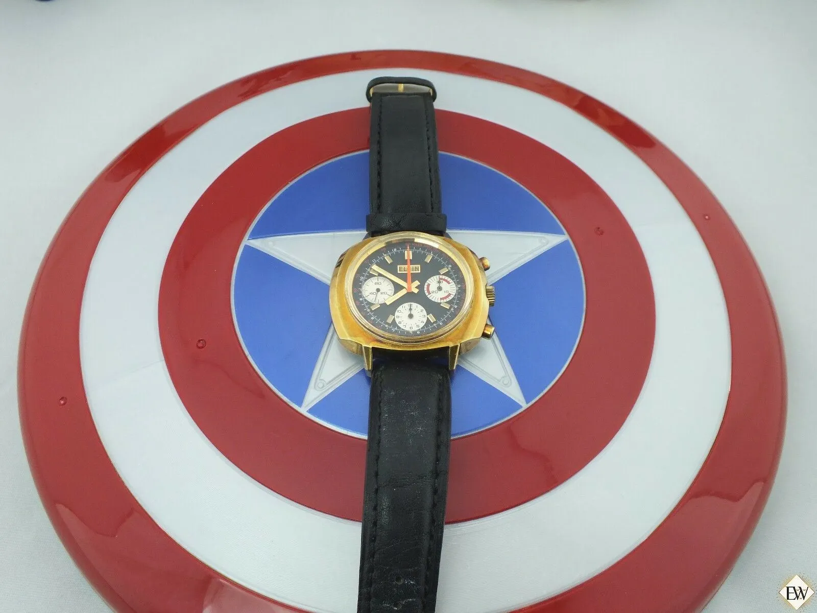 Vintage Elgin 60's Chronograph Valjoux 7736 Watch Panda Cal 330 (73643 814) Box