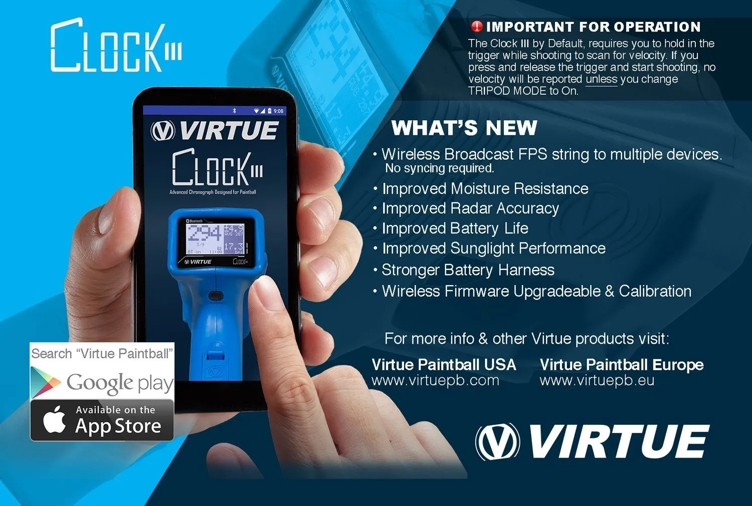 Virtue Clock III Paintball Chronograph - Red