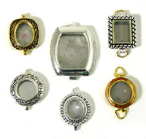 Watch Face Cases w/assorted glass faces, pack of 6