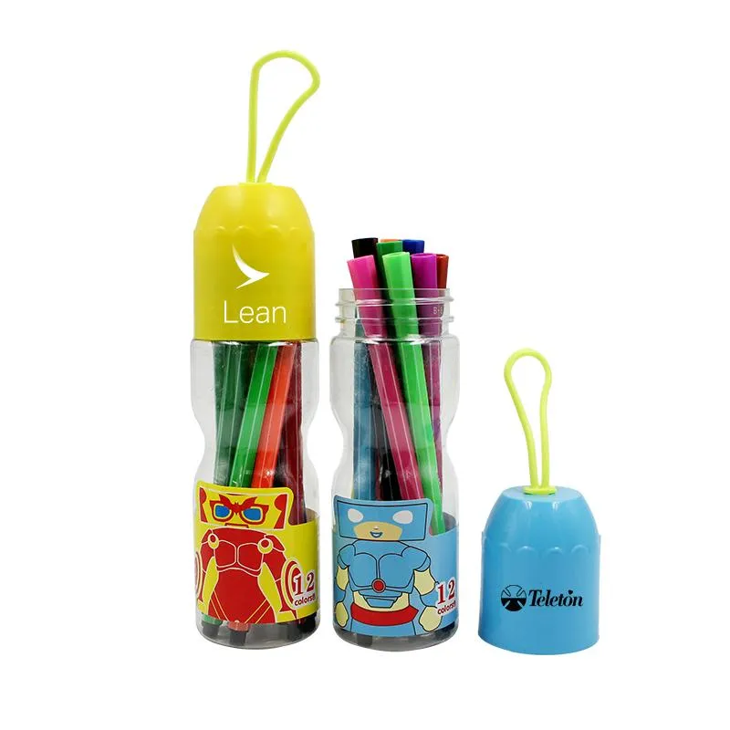 Watercolour Marker Set In Bottle With Cartoon Character Design (12)