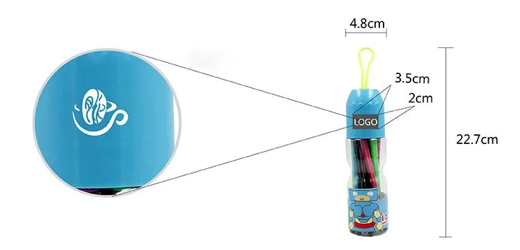 Watercolour Marker Set In Bottle With Cartoon Character Design (12)