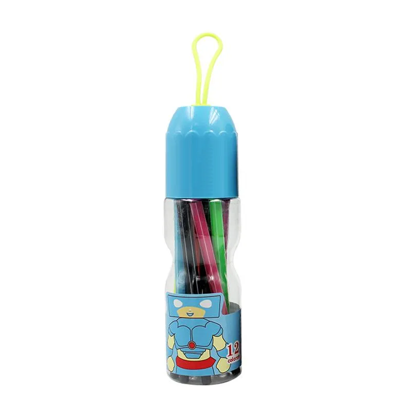 Watercolour Marker Set In Bottle With Cartoon Character Design (12)