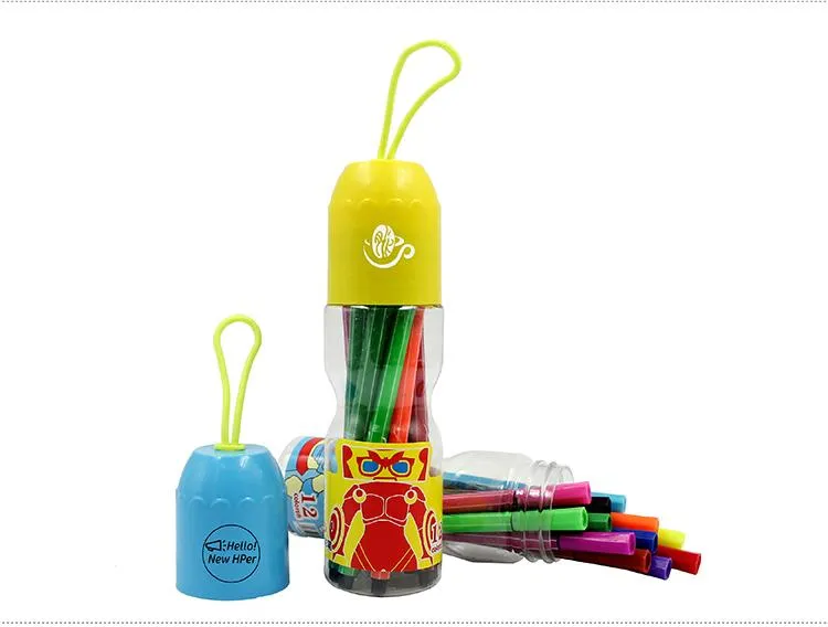 Watercolour Marker Set In Bottle With Cartoon Character Design (12)