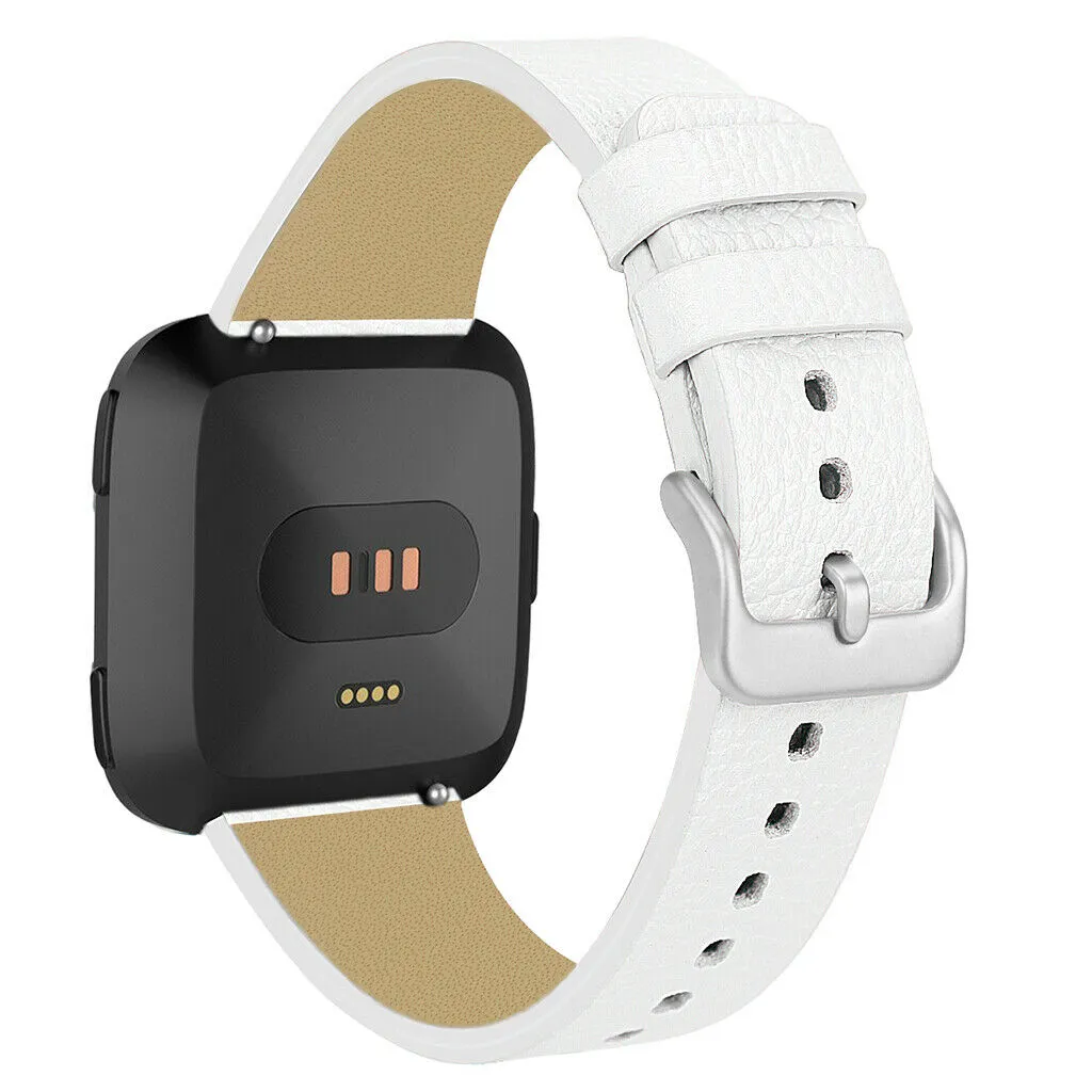 White Leather Strap for Fitbit Versa Lite