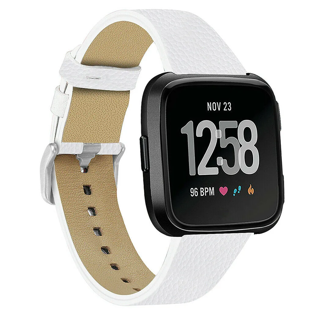 White Leather Strap for Fitbit Versa Lite