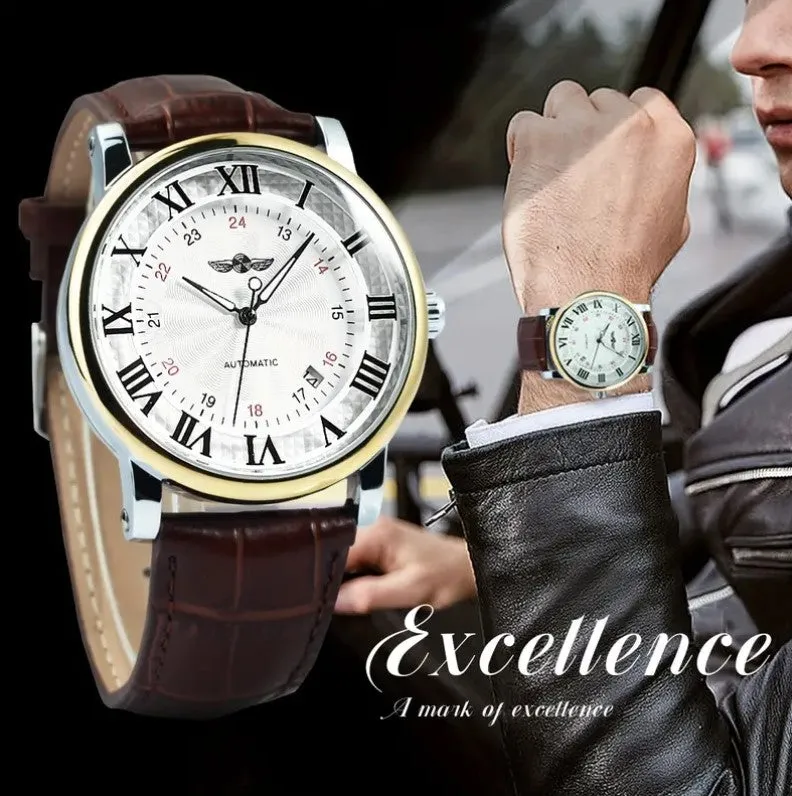 WINNER Hollow Automatic Mechanical Calendar Men's Watch