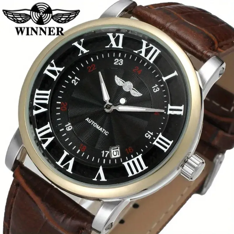 WINNER Hollow Automatic Mechanical Calendar Men's Watch