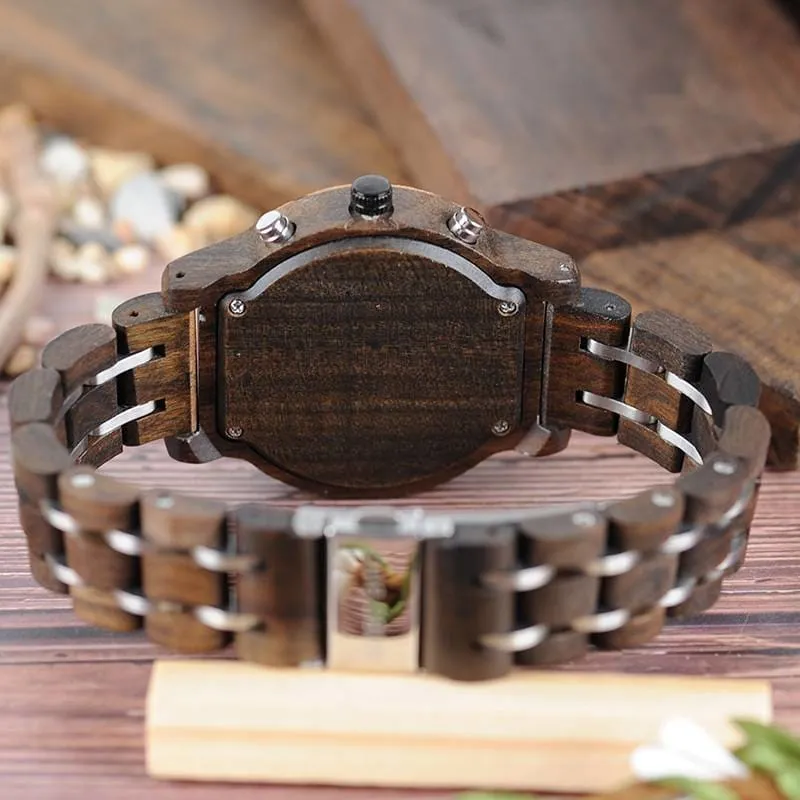 Women's Round Shaped Mechanical Wooden Watch
