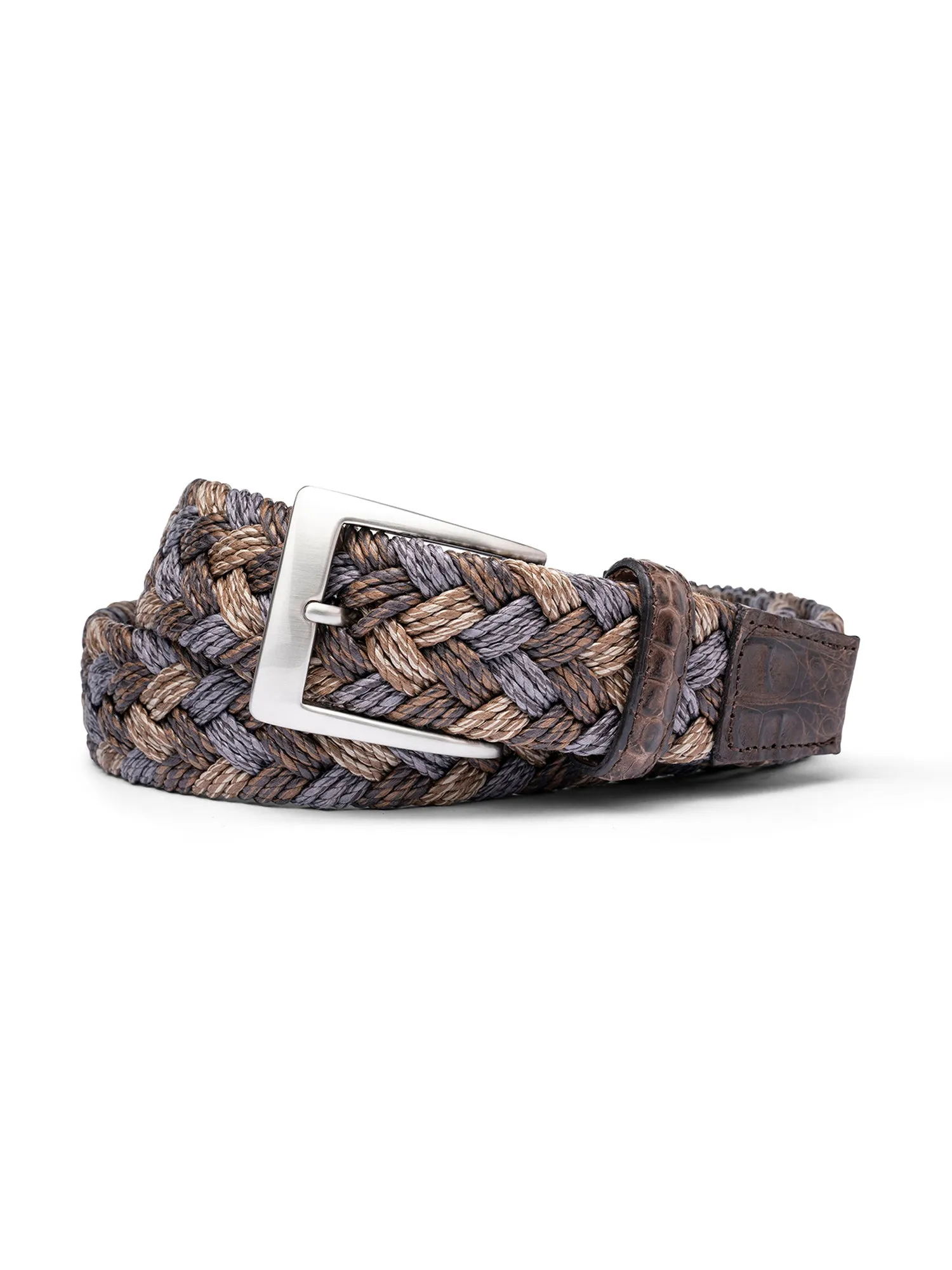 Woven Belt With Croc Tabs