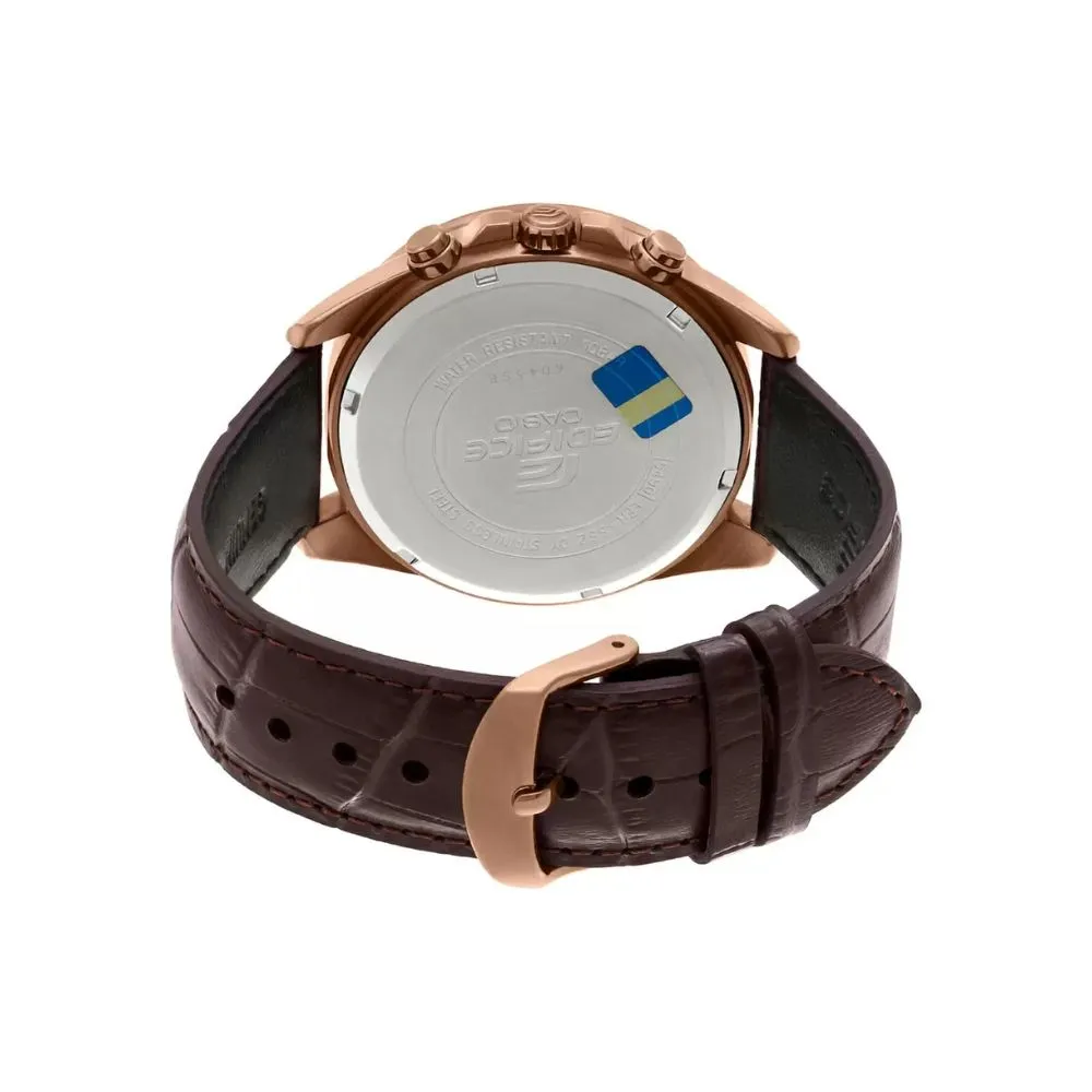 WW2015 Casio Edifice Chronograph Stainless Steel Rose Gold Leather Belt Watch EFR-552GL-7AVUDF